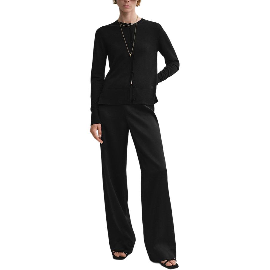 Lookbook (W) TOTEME PF24 黑色緞面中腰寬褲 休閒長褲 243WRB0194FB0209001