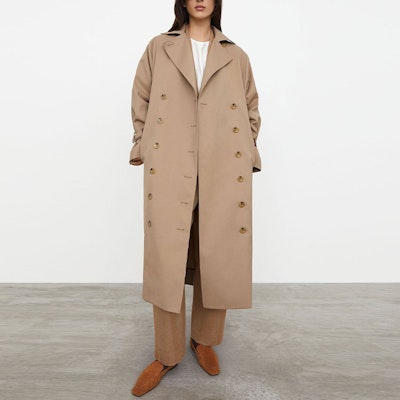 (W) TOTEME Pisa Gabardina Caqui Doble Botonadura con Forro de Logo para Mujer. 201102706850 Lookbook (W) TOTEME Pisa Gabardina Caqui Doble Botonadura con Forro de Logo para Mujer. 201102706850