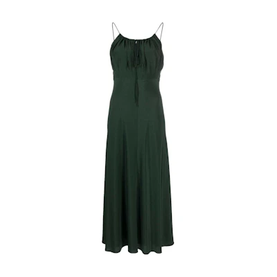 (Women) TOTEME Solid Simple Comfortable Midi Slip Dress Women’s Green 241-WRD1104-FB0115136