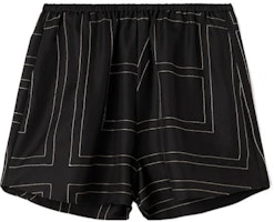 (Women) TOTEME SS22 Black Straight-Leg Casual Shorts with Logo Embroidery 223-226-707-925 (Women) TOTEME SS22 Black Straight-Leg Casual Shorts with Logo Embroidery 223-226-707-925