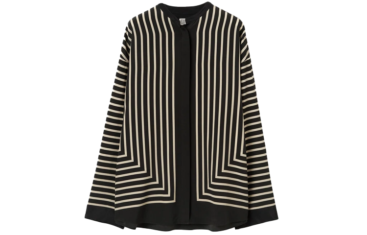 (Women) TOTEME SS22  Contrast Striped Shirt Black. 221747704200