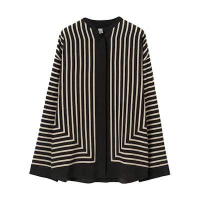 (Women) TOTEME SS22 Contrast Striped Shirt Black. 221747704200