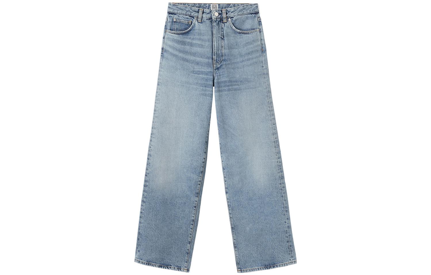 (Women) TOTEME SS22  High-Waist Flare Cropped Jeans - Washed Blue Denim. 222230741485
