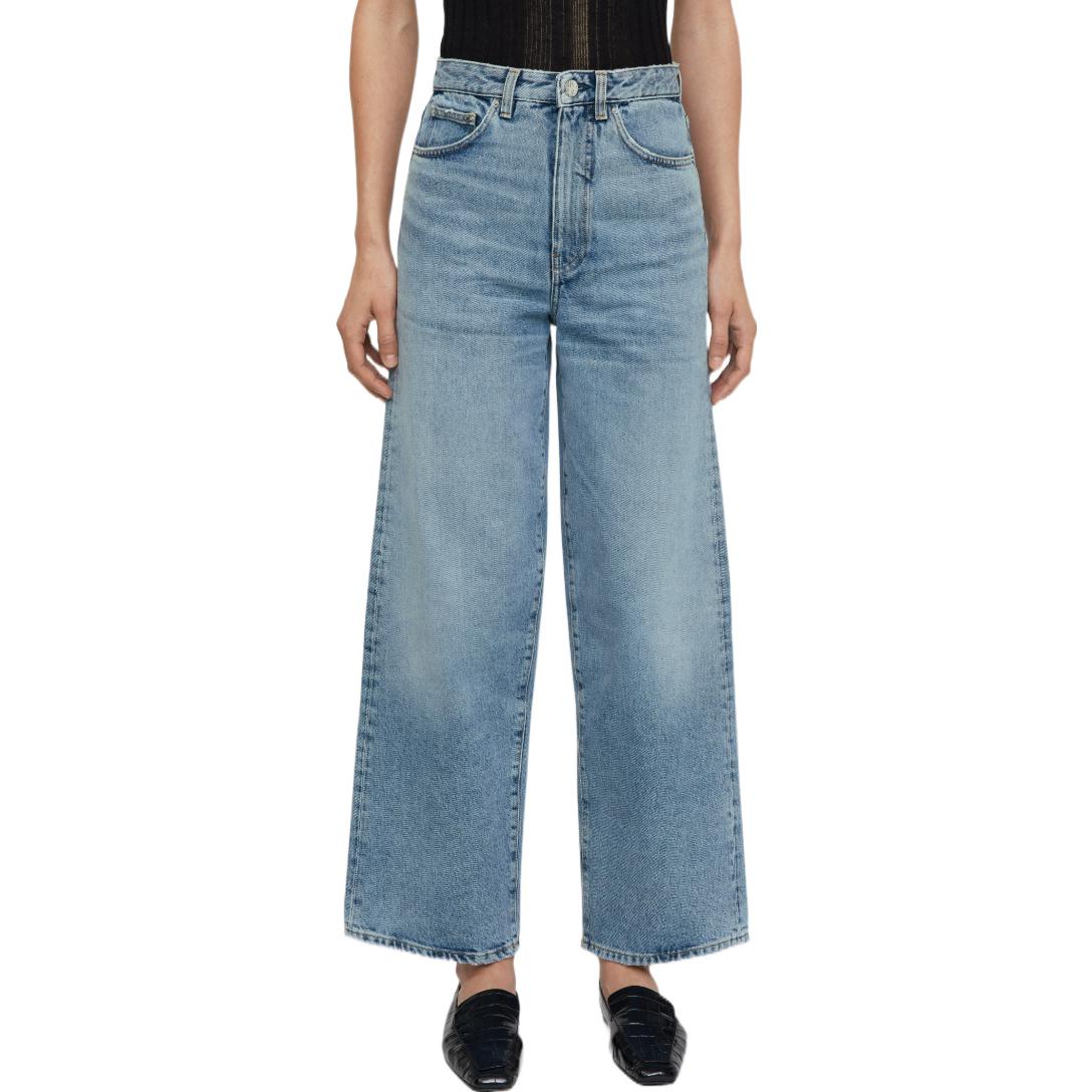 Shop (W) TOTEME SS22 Jeans Flare High-Waist Cropped - Denim Biru Basuh. 222230741485