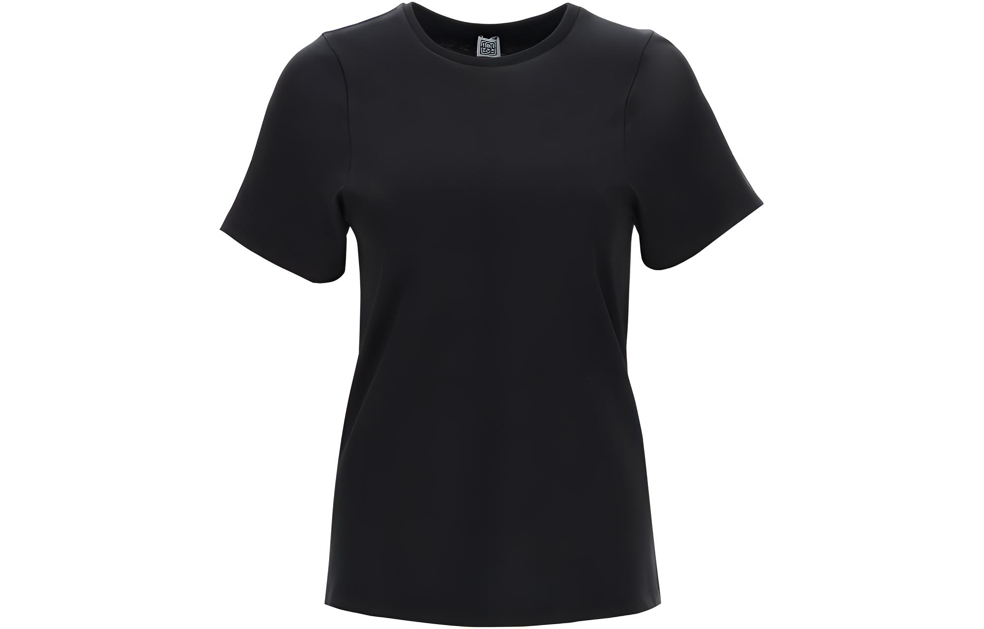 (Women) TOTEME SS22  Plain Cotton T-Shirt Black 211439770