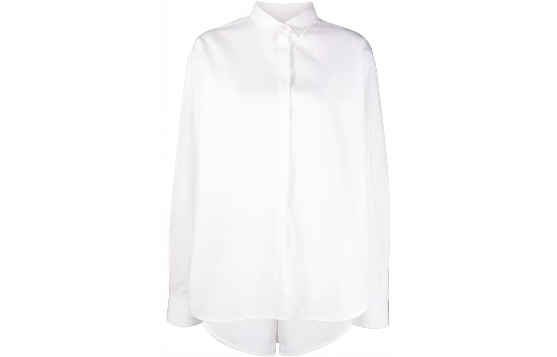 (Women) TOTEME SS22  Solid Split Loose Fit Casual Shirt - White 223708710100