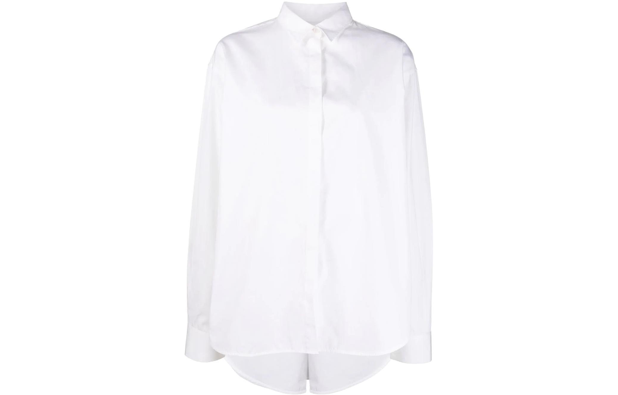 Order (W) TOTEME SS22 Baju Kasual Longgar Berbelah - Putih 223708710100