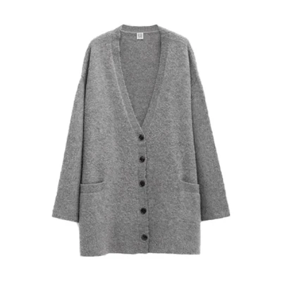 (Women) TOTEME SS22 V-Neck Knit Cardigan Sweater. 214-554-75