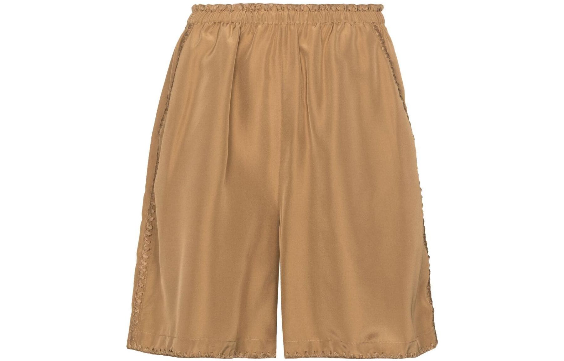 Lookbook (W) TOTEME SS22 高腰休閒短褲 女性 - 橙色 固定車線設計 222-232-212