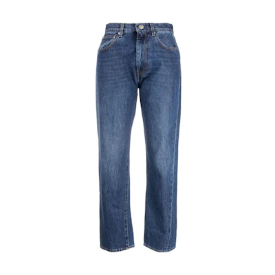 (Women) TOTEME SS23 Blue Straight-Leg Single-Button Jeans 223-232-741-404