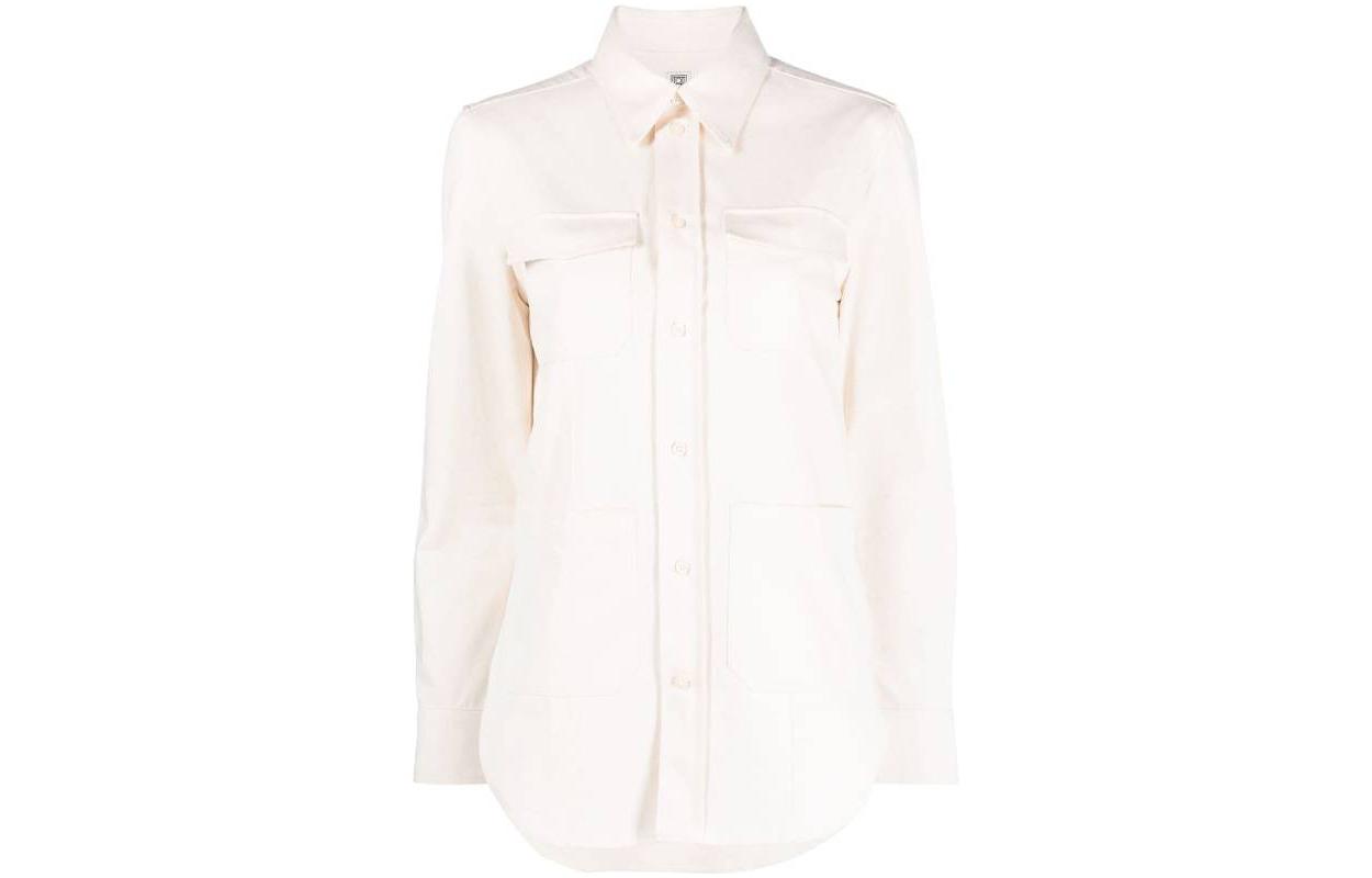 (Women) TOTEME SS23  Off-White Long Sleeve Shirt with Pocket Detail 2325047206120