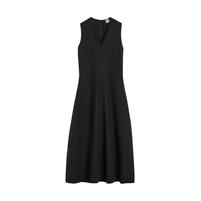 (Women) TOTEME SS24 Black Sleeveless V-Neck Maxi Dress 242WRD2193FB0159001