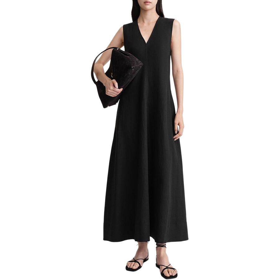 Lookbook (W) TOTEME SS24 黑色无袖V领长连衣裙 242WRD2193FB0159001