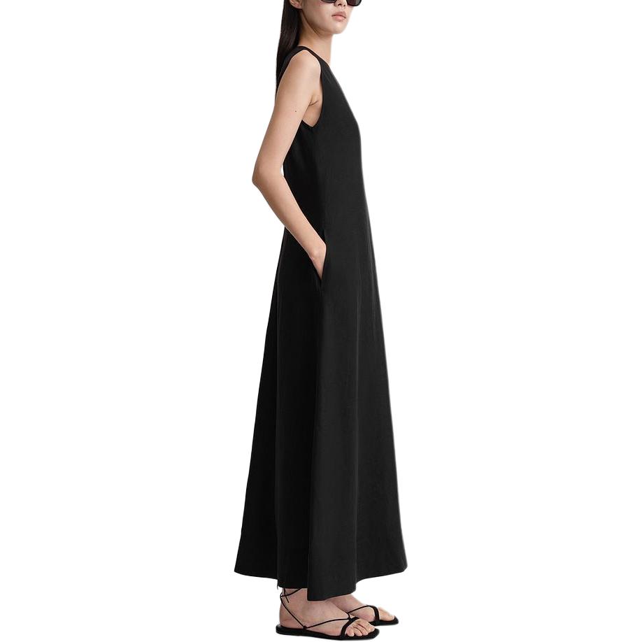 Purchase (W) TOTEME SS24 黑色无袖V领长连衣裙 242WRD2193FB0159001