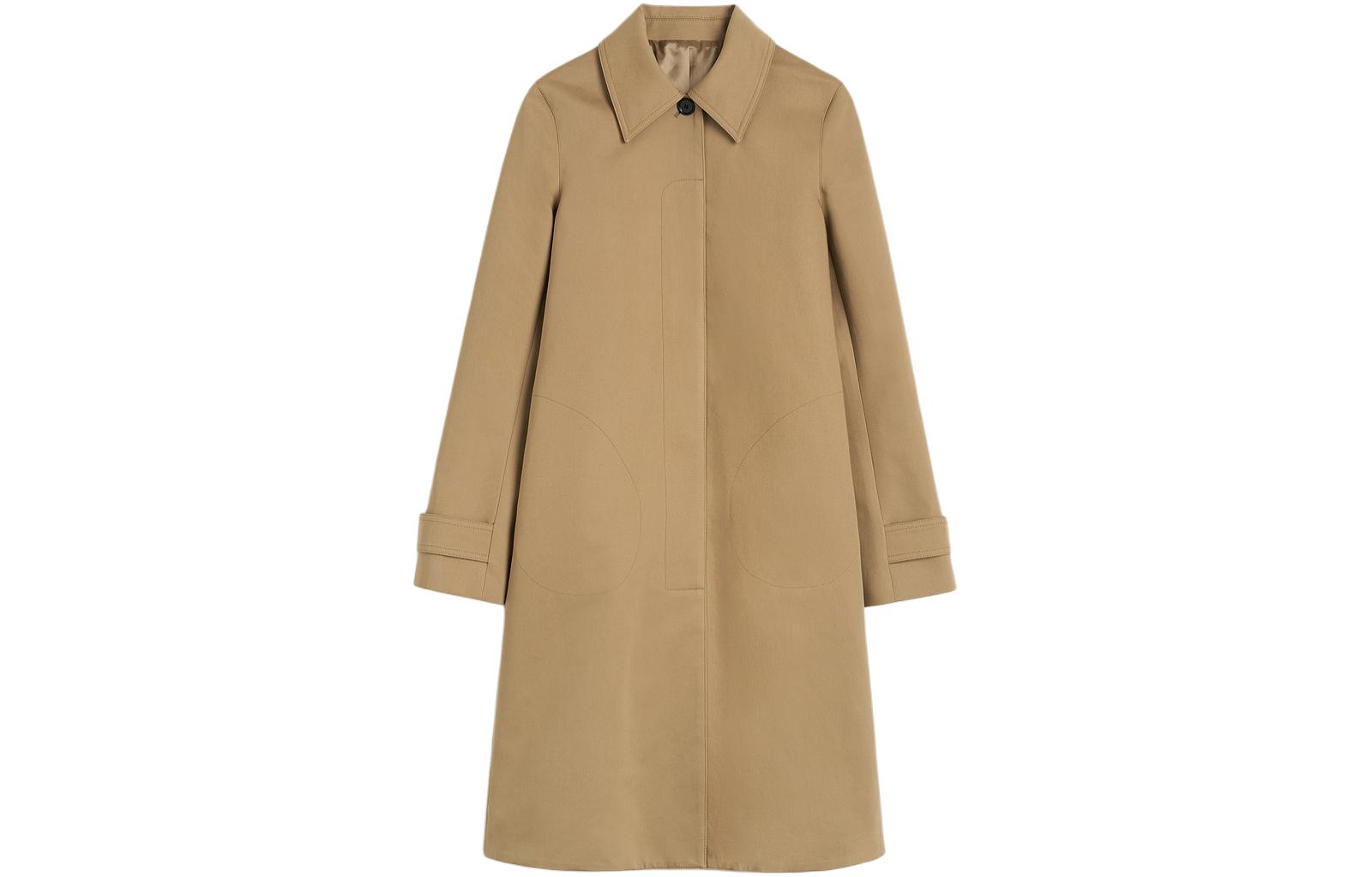 (Women) TOTEME SS24  Caramel A-Line Cotton Mid-Length Coat. 242WRO1596FB0156126