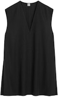 (Women) TOTEME SS24 Classic Loose Fit V-Neck Sleeveless Black Tank Top. 242WRT1462FB0159001 (Women) TOTEME SS24 Classic Loose Fit V-Neck Sleeveless Black Tank Top. 242WRT1462FB0159001