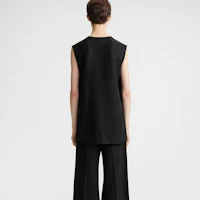 Shop (W) TOTEME SS24 經典寬鬆V領無袖黑色背心上衣 242WRT1462FB0159001