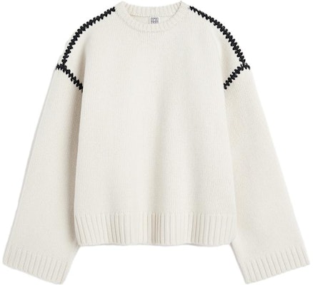 (W) TOTEME SS24 對比刺繡套頭毛衣 - 白色 241WRT1025YA0004007 Buy (W) TOTEME SS24 對比刺繡套頭毛衣 - 白色 241WRT1025YA0004007