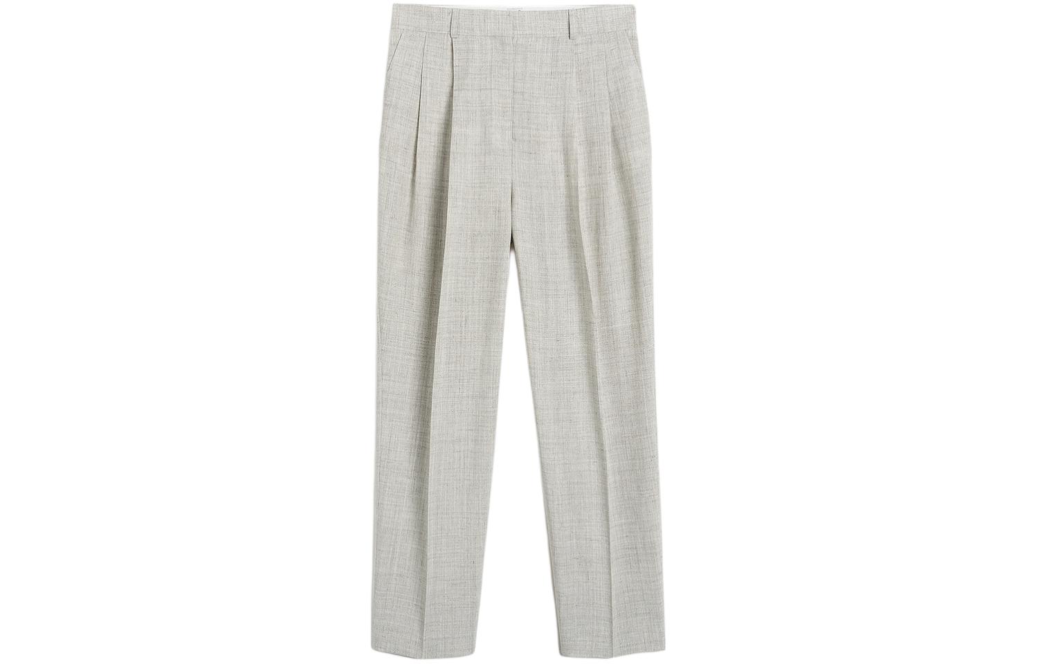 (Women) TOTEME SS24  Mid-Rise Straight-Leg Pants Oatmeal Mix Casual Style. 234WRB847FB0109031