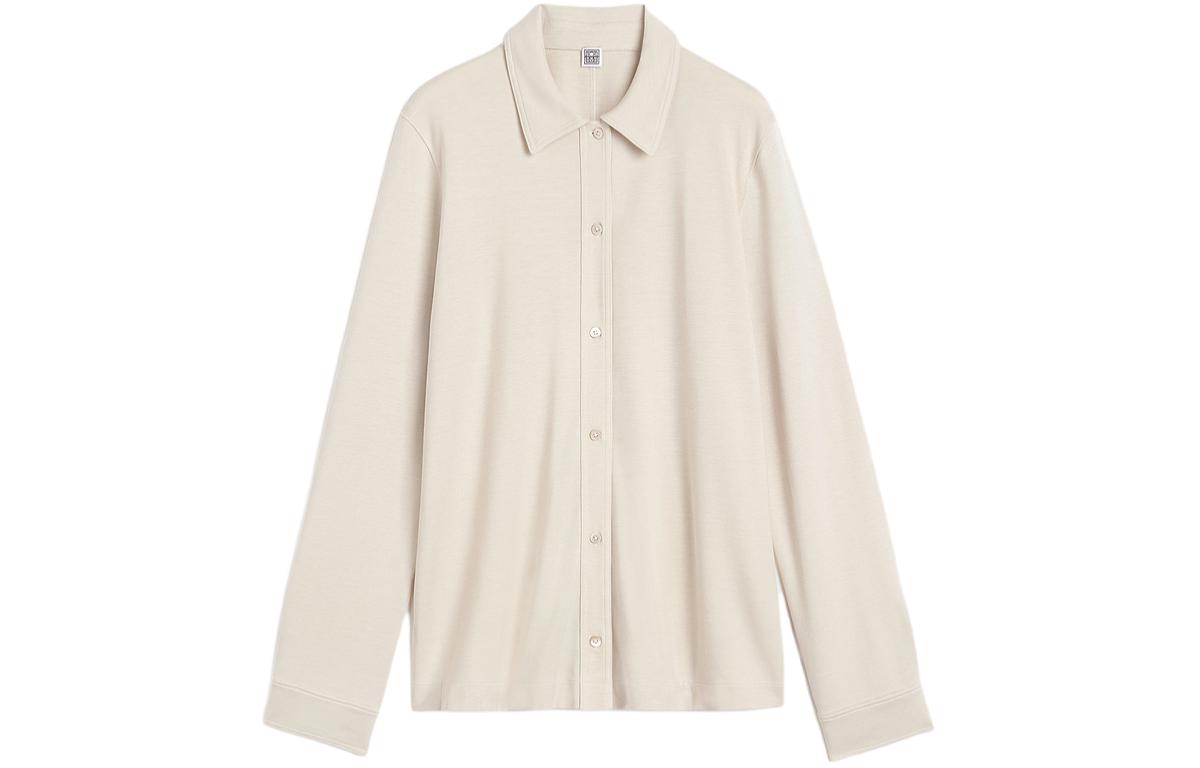 (Women) TOTEME SS24  Minimalist Button-Up Long Sleeve Shirt Beige 242WRT1723FB0161116