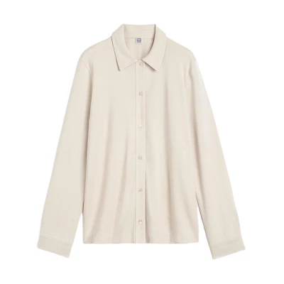 (Women) TOTEME SS24 Minimalist Button-Up Long Sleeve Shirt Beige 242WRT1723FB0161116