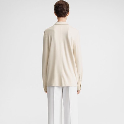 (W) TOTEME SS24 Baju Minimalis Lengan Panjang Beige Lelaki/Wanita 242WRT1723FB0161116 Shop (W) TOTEME SS24 Baju Minimalis Lengan Panjang Beige Lelaki/Wanita 242WRT1723FB0161116