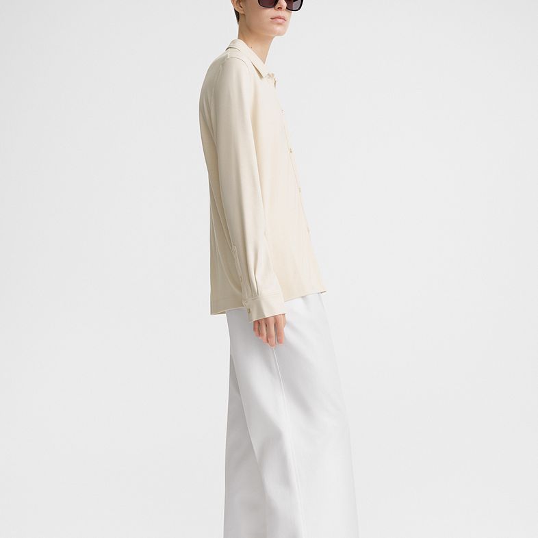 Purchase (W) TOTEME SS24 Baju Minimalis Lengan Panjang Beige Lelaki/Wanita 242WRT1723FB0161116