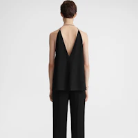 Shop (W) TOTEME SS24 寬鬆深V交叉綁帶上衣 - 黑色 242WRT1688FB0115001