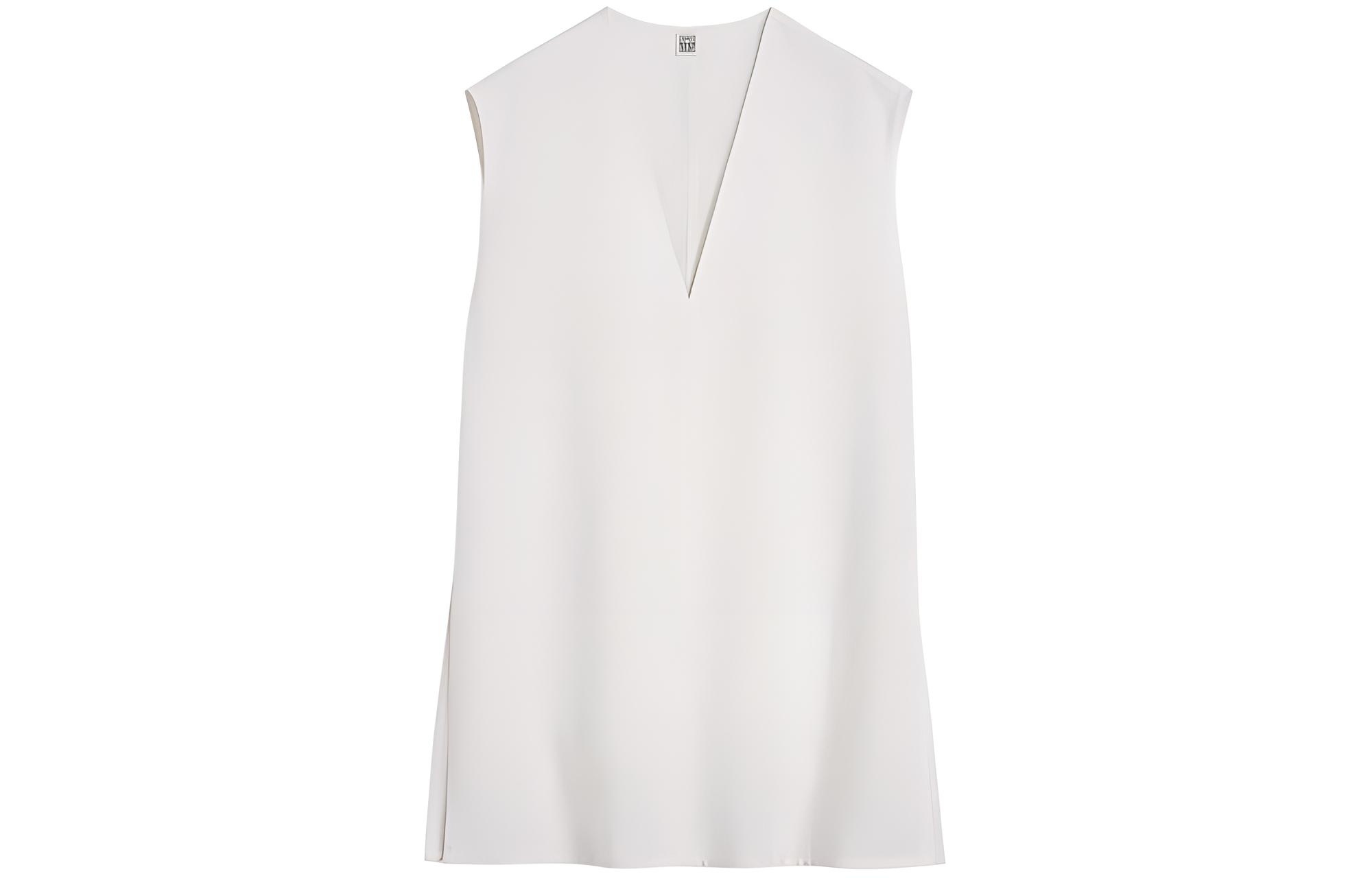 (Women) TOTEME SS24  Soft Sleeveless V-Neck Pullover Vest in Off-White. 242WRT1462FB0159059