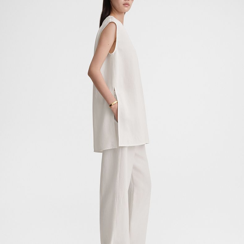 Purchase (W) TOTEME SS24 柔軟無袖V領套頭背心 - 米白色 242WRT1462FB0159059