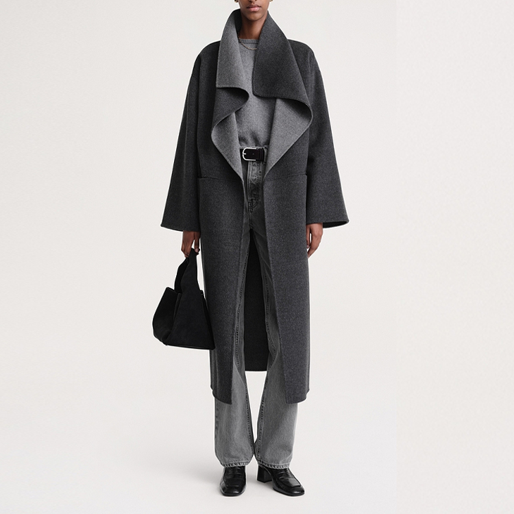 Lookbook (W) Abrigo Sobredimensionado de Mezcla de Lana TOTEME SS24 Annecy Gris Oscuro 234WRO885FB0049083