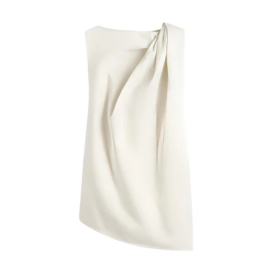(Women) TOTEME SS24 Draped Twist Shoulder Sleeveless Top Women Beige 242WRT1468FB0105116
