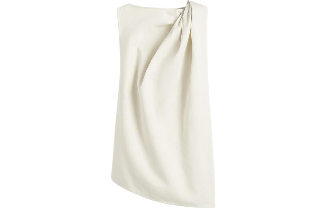 Order (W) TOTEME SS24 Top Tanpa Lengan Beige Wanita dengan Rekaan Twist Draped 242WRT1468FB0105116