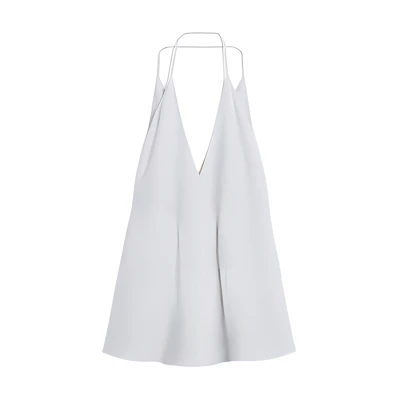(Women) TOTEME SS24 Glacier Blue Loose Cross Halter Deep V-Neck Top. 242WRT1688FB0115132