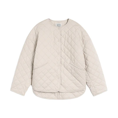 (Women) TOTEME SS24 Quilted Loose-Fit Button-Up Jacket Women’s - Pebble Grey. 241WRO1116FB0157127