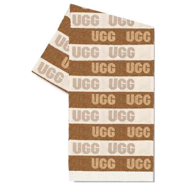 (Women) UGG  Brown Acrylic Knit Scarf with Letter Design. 101090-CHMU