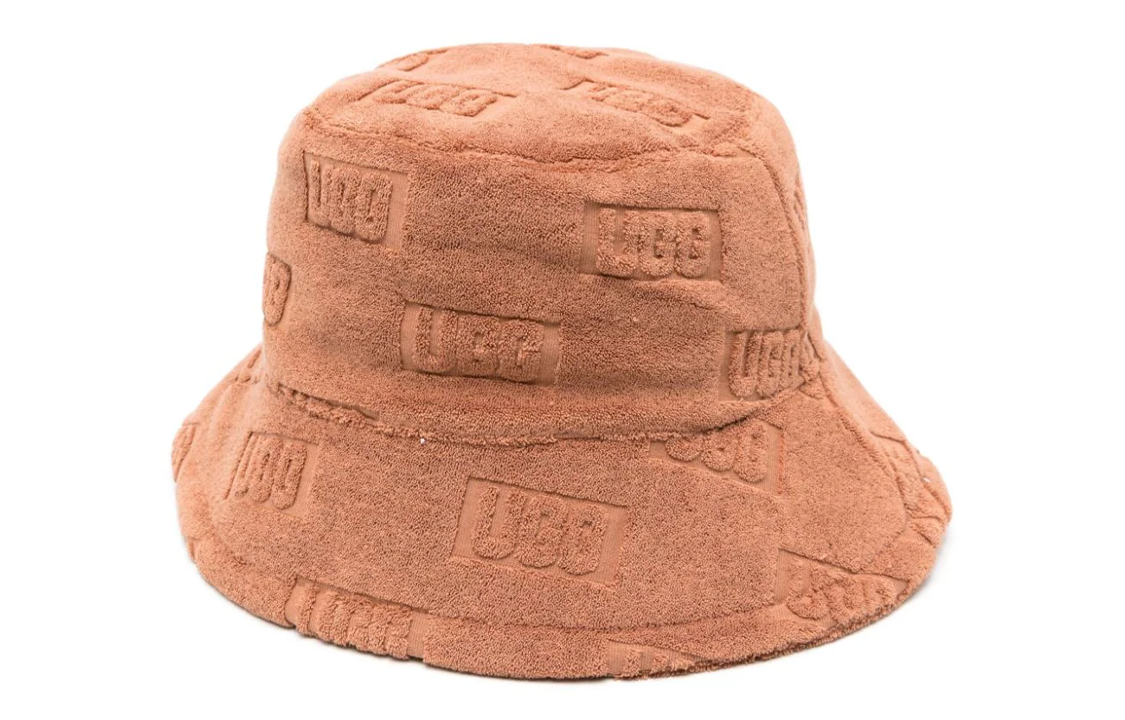 (Women) UGG  Brown Logo Embossed Cotton Bucket Hat 100680