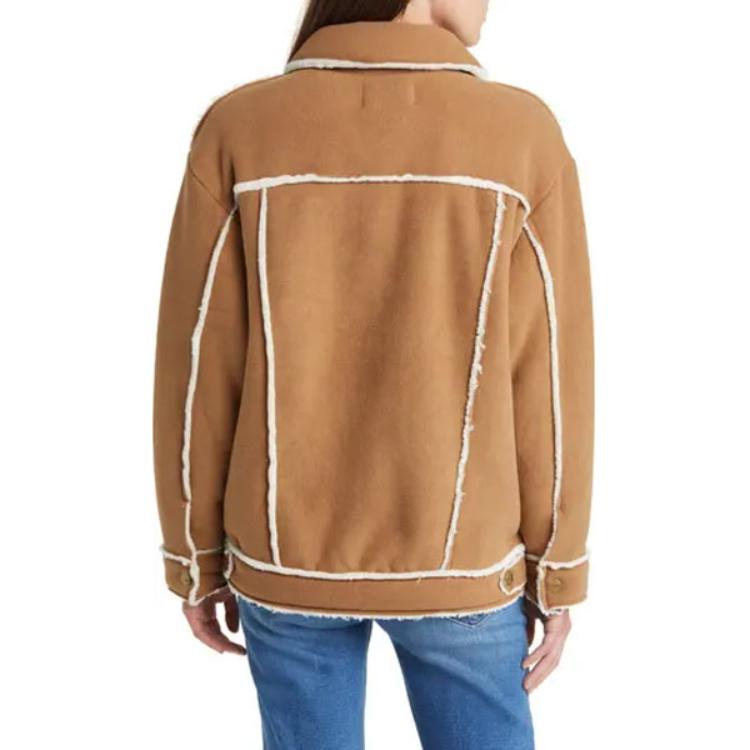 Shop (W) Abrigo marrón UGG de manga larga con solapa y diseño sencillo. 1144590