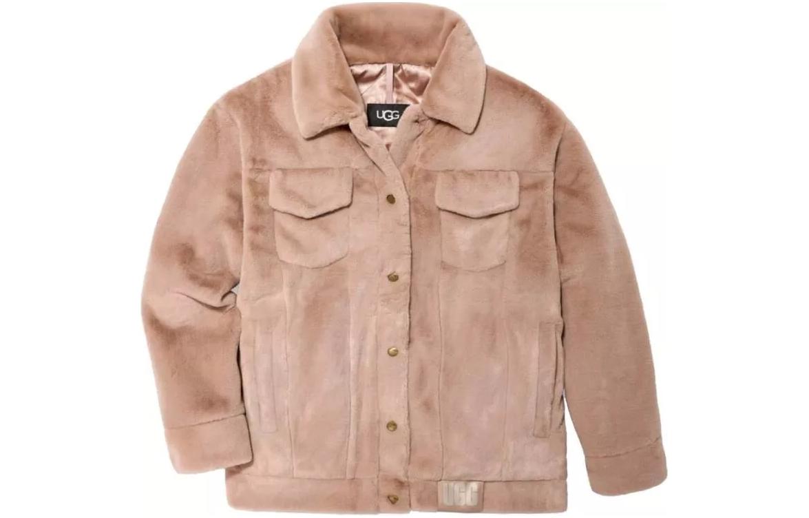 (Women) UGG  Solid Brown Long-Sleeve Single-Breasted Jacket Coat. 1147290-TNGY