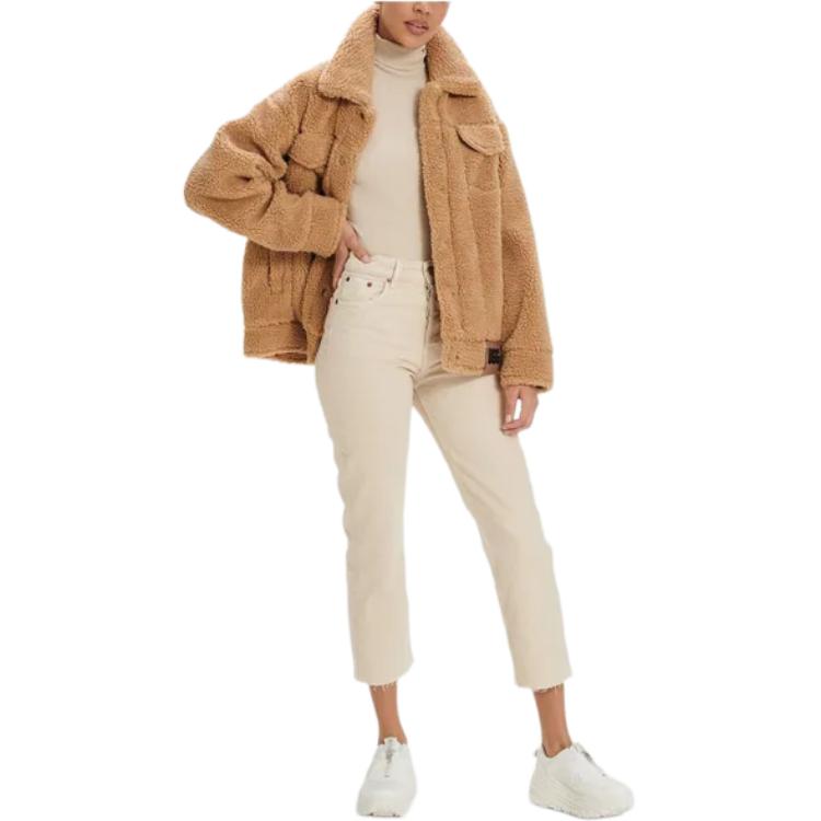 Lookbook (W) UGG 实色翻领单排扣长袖夹克 浅棕色 1113951-CAM