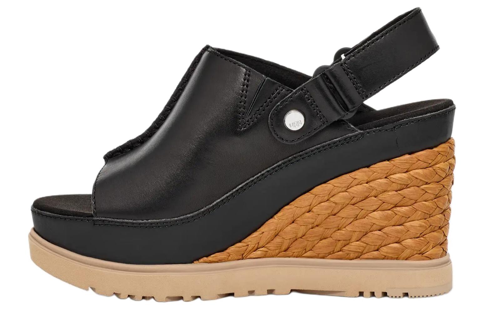 (W) UGG Abbot Leather 'Black Magic Tape High Heel'