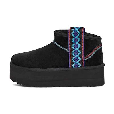 (W) UGG Classic Ultra Mini Braid Plat 'Black'