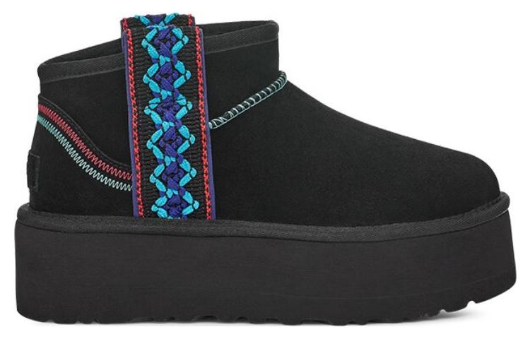 Order (W) UGG Klasik Ultra Mini Braid Plat 'Hitam' 1138491-BLK
