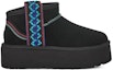 Order (W) UGG Klasik Ultra Mini Braid Plat 'Hitam' 1138491-BLK
