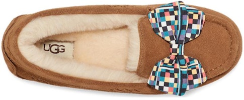 UGG 雙層牛皮 舒適格紋蝴蝶結 平底鞋 女款 栗色 Lookbook UGG 雙層牛皮 舒適格紋蝴蝶結 平底鞋 女款 栗色