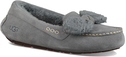 Lookbook UGG Ansley 毛皮蝴蝶結 一鞋蹬 女士款 灰色