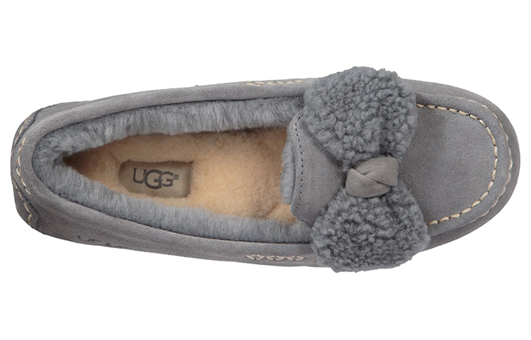 Purchase (W) UGG Ansley Grijze Pantoffels met Vacht Strik 1019758-GYS