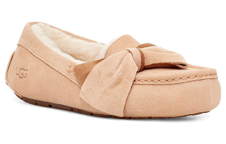 Lookbook UGG Ansley 雙色蝴蝶結 舒適保暖坡跟鞋 女用 銅色 加絨