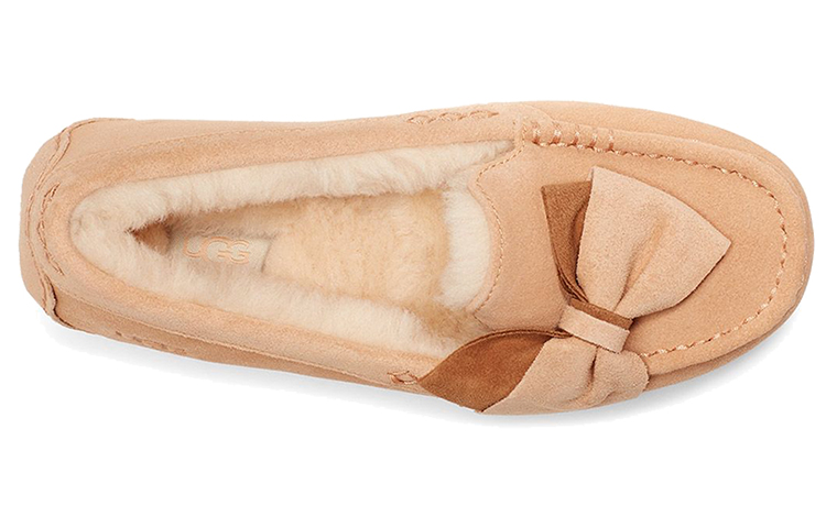 Purchase UGG Ansley 雙色蝴蝶結 舒適保暖坡跟鞋 女用 銅色 加絨
