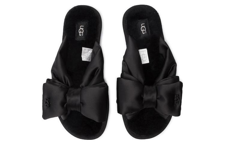 Lookbook UGG Australia Lushette 織物 蝴蝶結緞面 時尚涼拖 女款 黑色